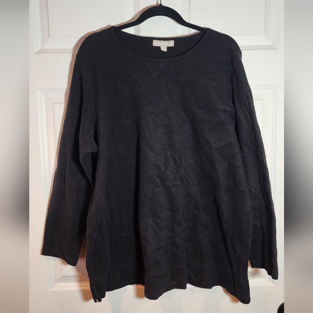 Woman Within Black Fleece Sweater Top 1X (22/24)